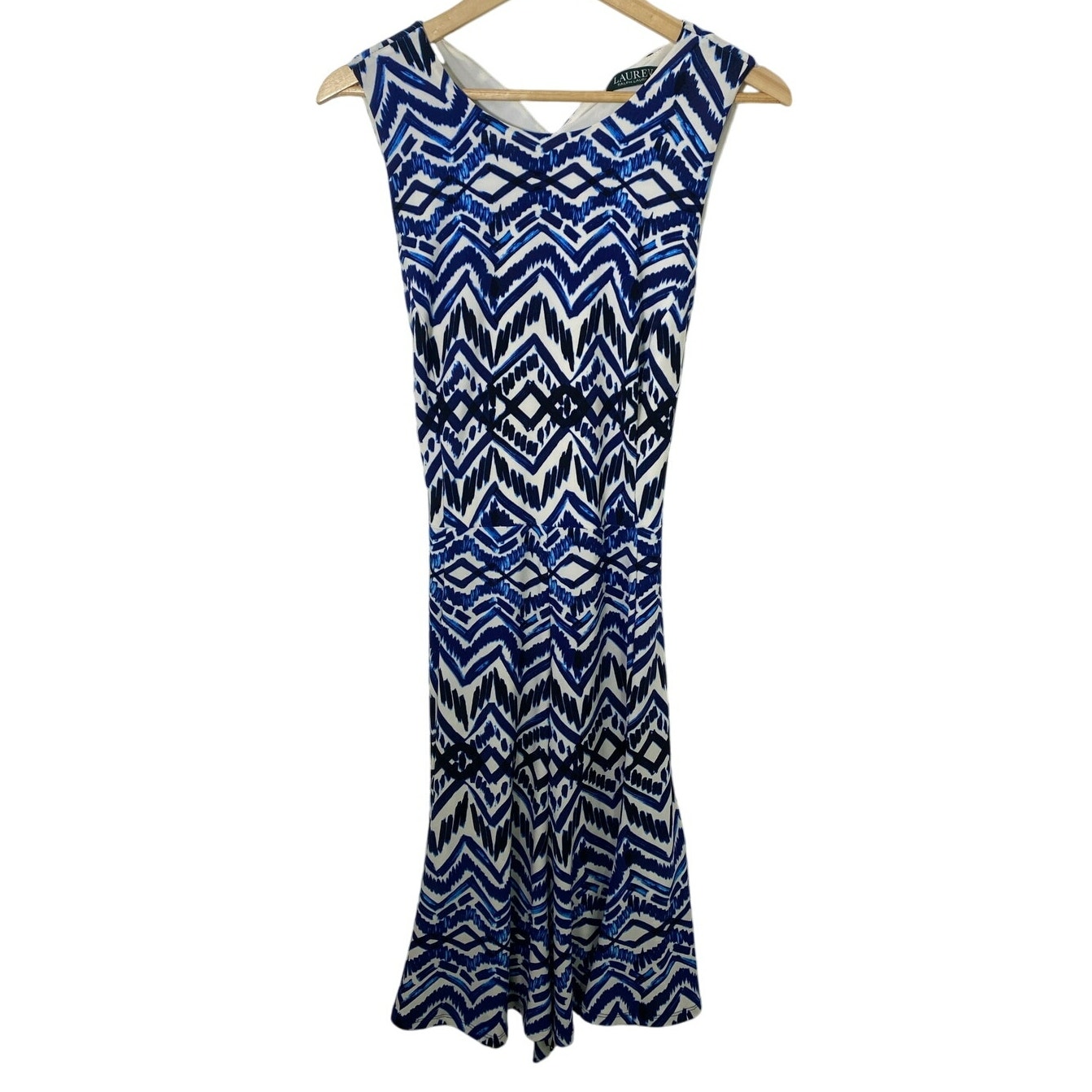 Lauren Ralph Lauren Sleeveless Belted Dress Size 14 Summer Beach Fairy Stretch